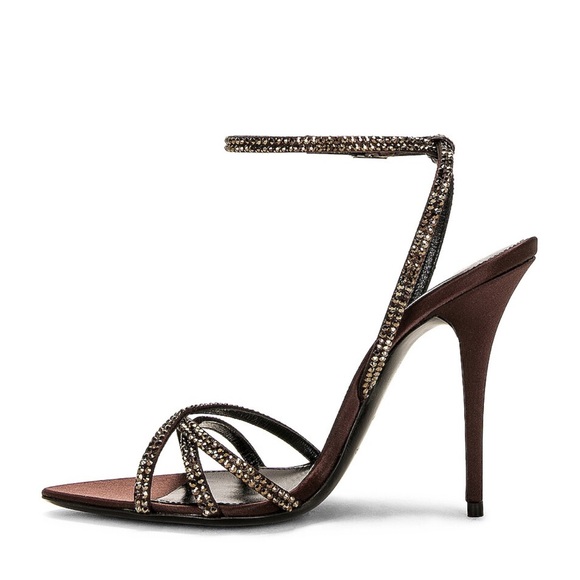 NWOT Saint Laurent Ava sandals in crepe satin with rhinestones - Picture 5 of 13